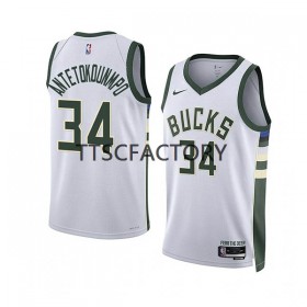 Dres Milwaukee Bucks Giannis Antetokounmpo 34 Nike 2022-23 Association Edition Bijela Swingman - Muške